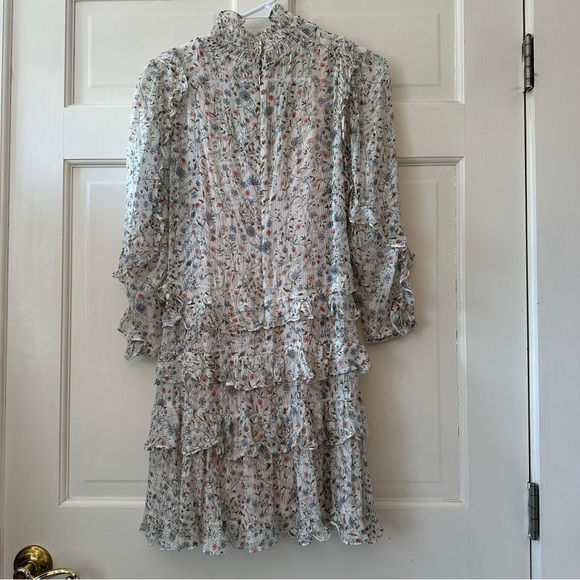 Rebecca Taylor silk floral ruffled mini dress, sheer with slip dress - Picture 8 of 8